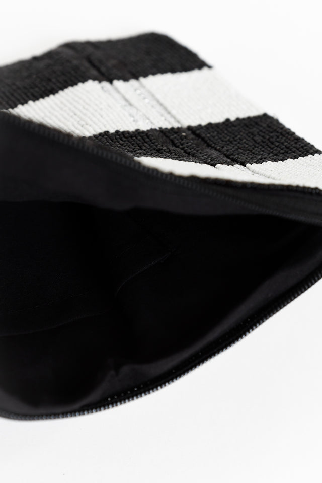 Elestria Black Beaded Stripe Clutch image 2