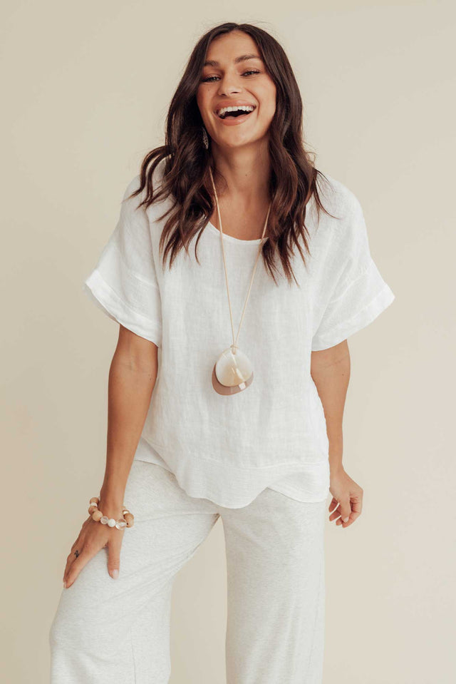 Kaya White Linen Top