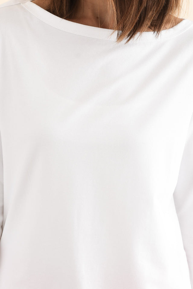 Eliza White Cotton Boatneck Tee image 5
