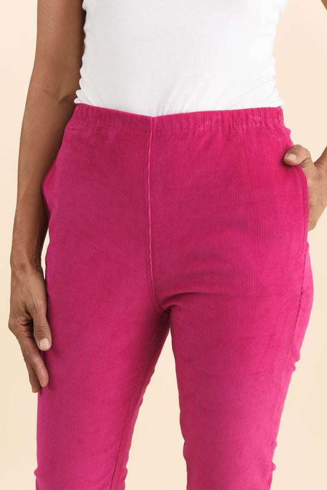 Elle Hot Pink Corduroy Pants,Brunette model,alt text|model:Cara image 6
