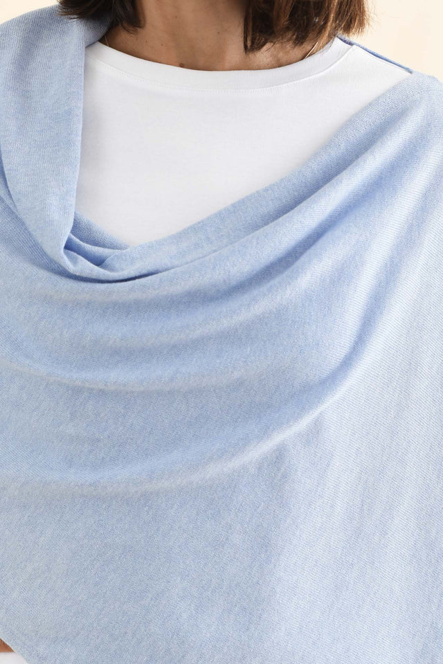 Elorie Blue Cotton Cashmere Poncho image 5
