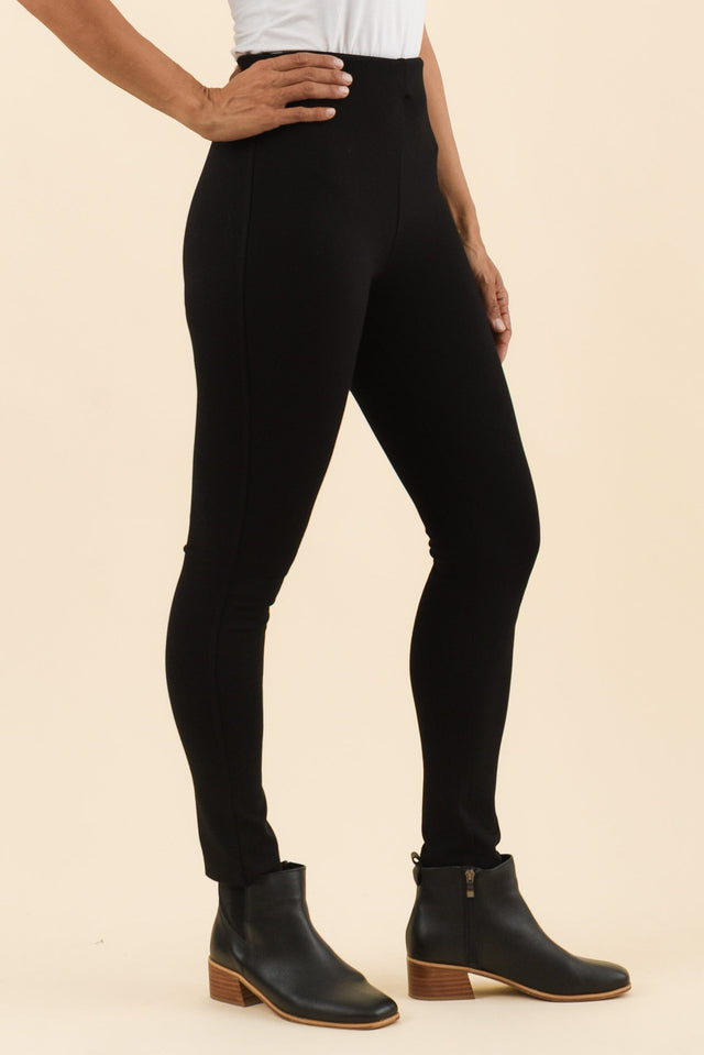 Elsa Black Winter Ponte Pants,Side,Brunette model,alt text|model:Cara image 4