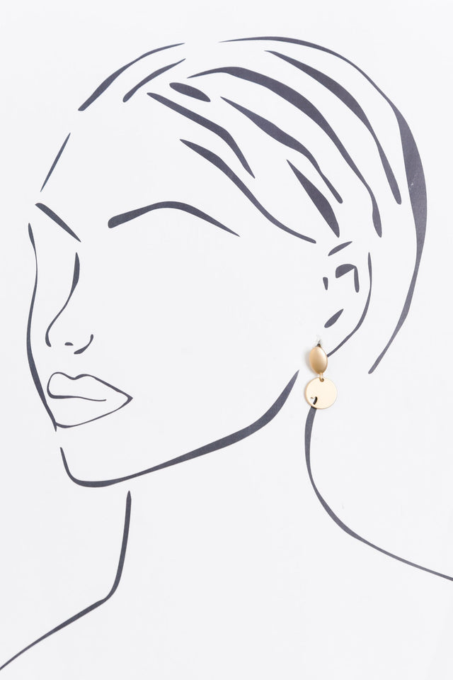 Elsa Gold Heart Disc Earrings