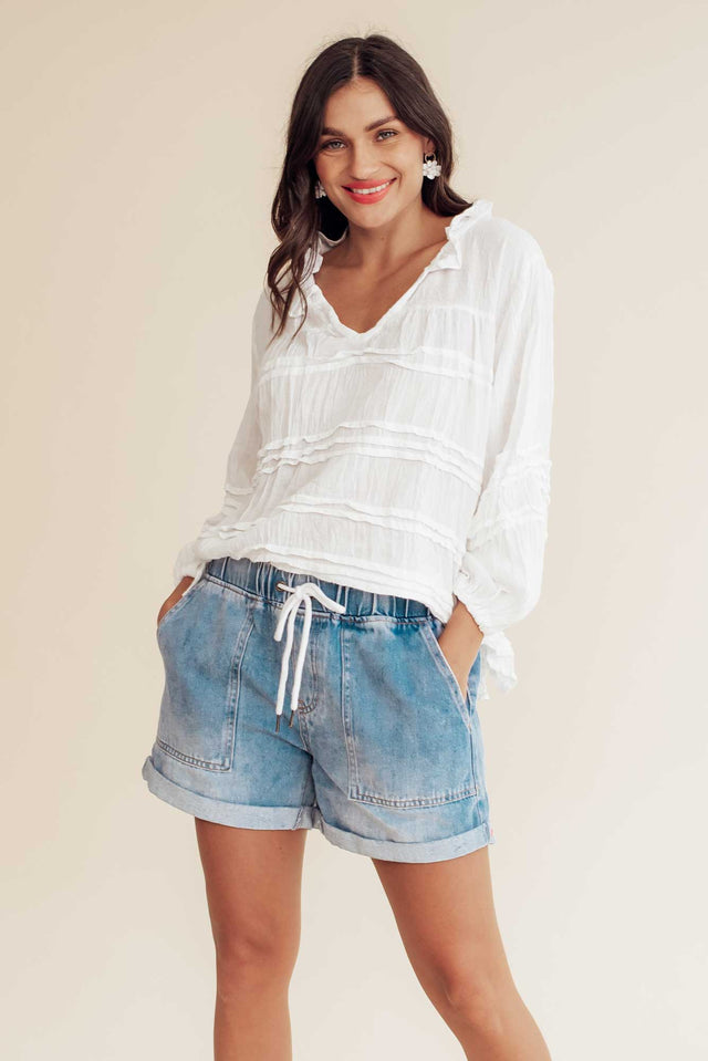 Emma Blue Denim Relaxed Shorts