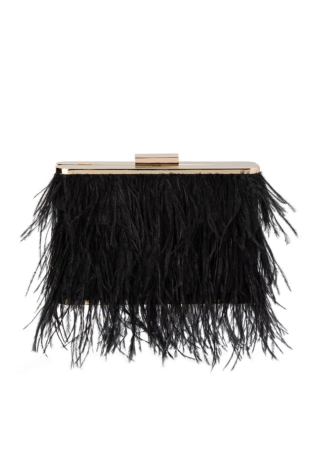 Estelle Black Feather Clutch image 1