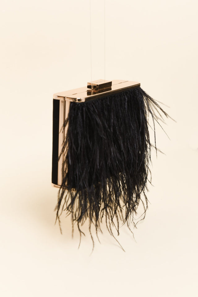Estelle Black Feather Clutch image 3