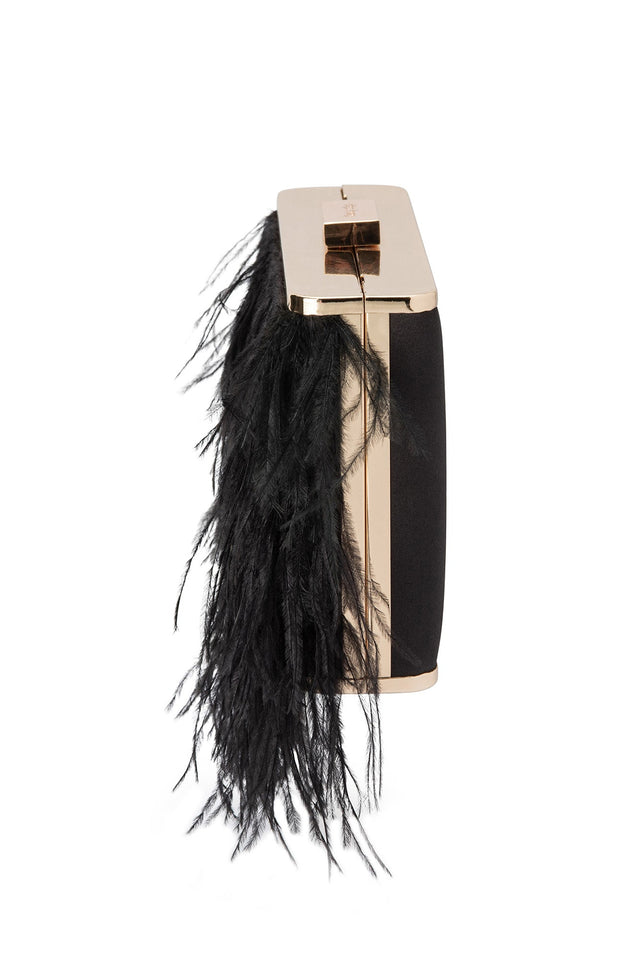 Estelle Black Feather Clutch image 3