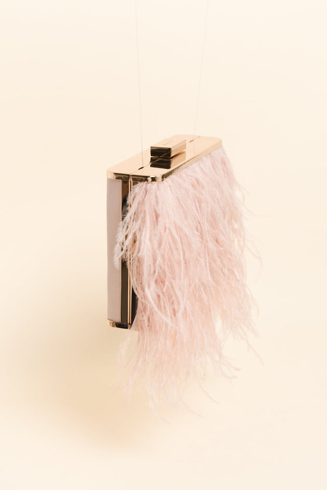 Estelle Blush Feather Clutch