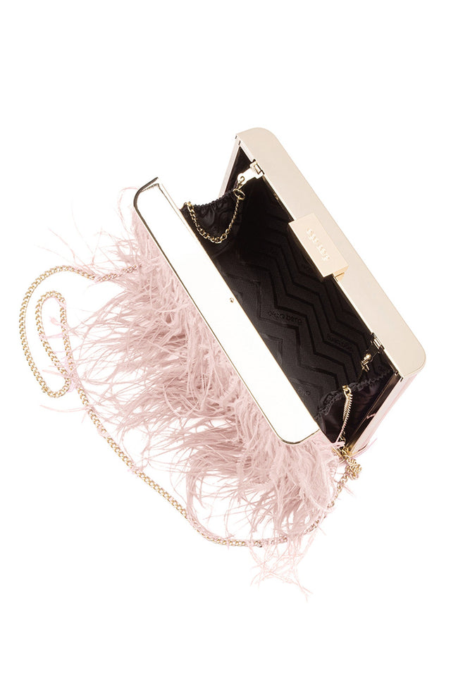 Estelle Blush Feather Clutch