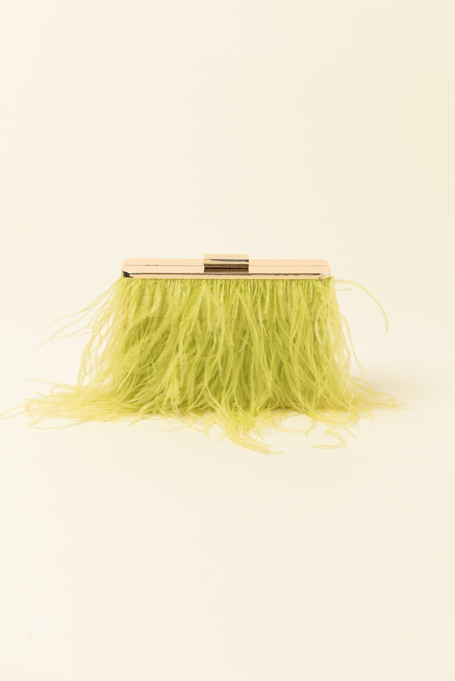 Estelle Yellow Feather Clutch