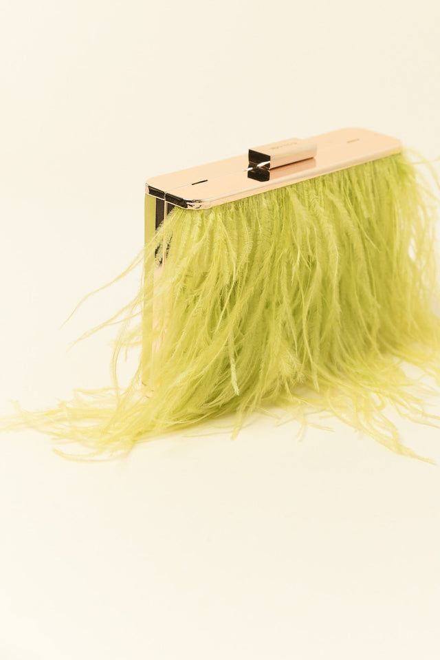 Estelle Yellow Feather Clutch