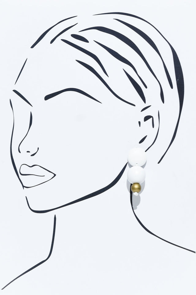 Esther White Wooden Drop Earrings