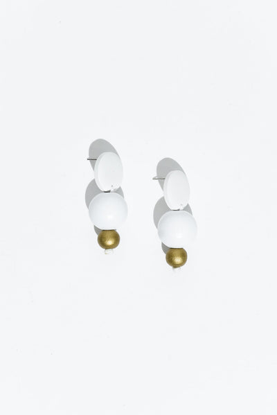 Esther White Wooden Drop Earrings