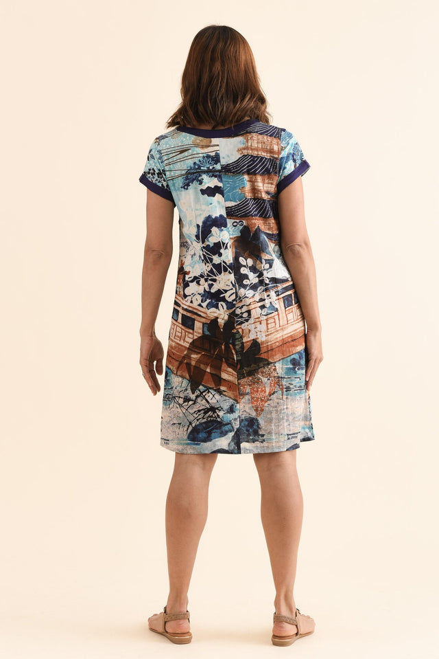 Ethel Beige Vista Organic Cotton Dress,Back,Brunette model,alt text|model:Cara image 4