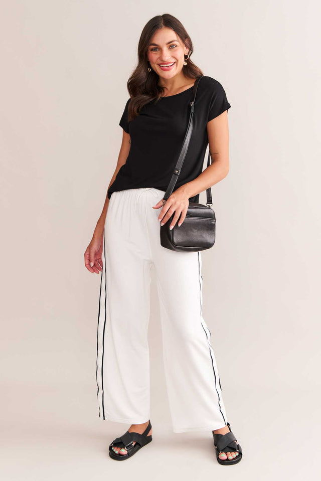 Evelyn White Contrast Trim Pants