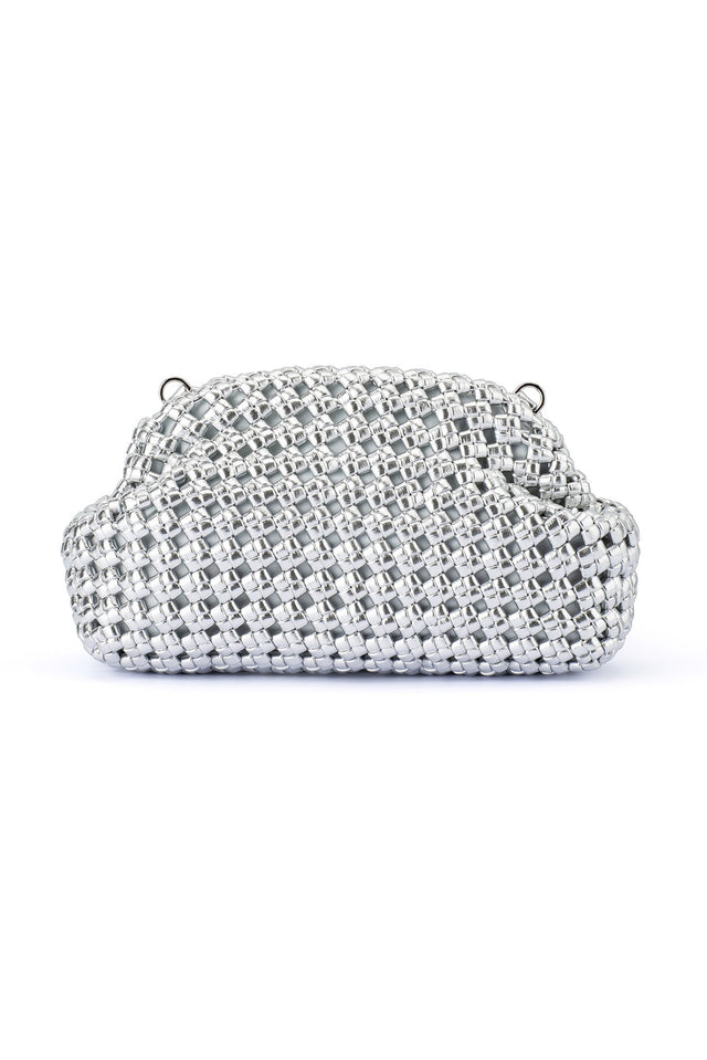 Everly Silver Woven Clutch image 4