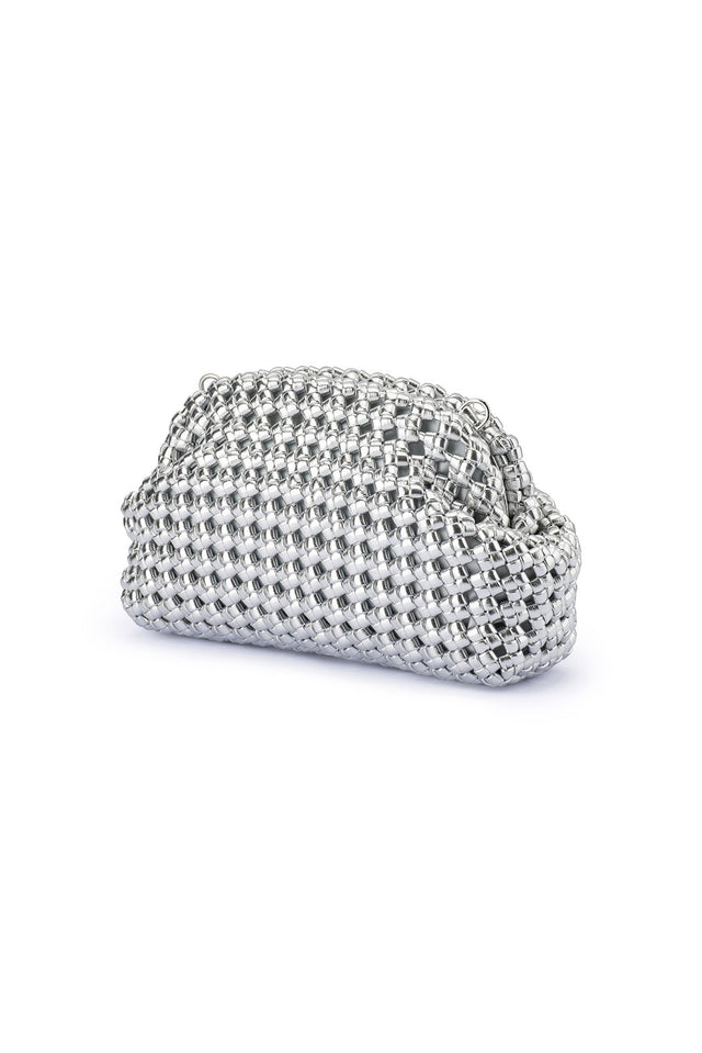 Everly Silver Woven Clutch image 5