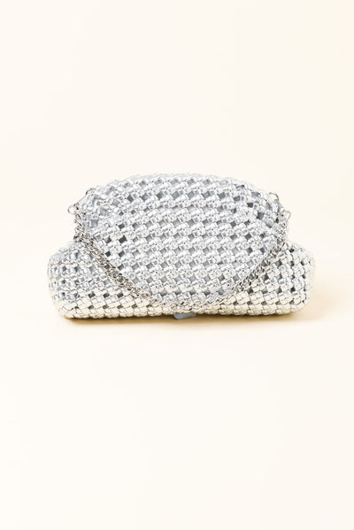 Everly Silver Woven Clutch
