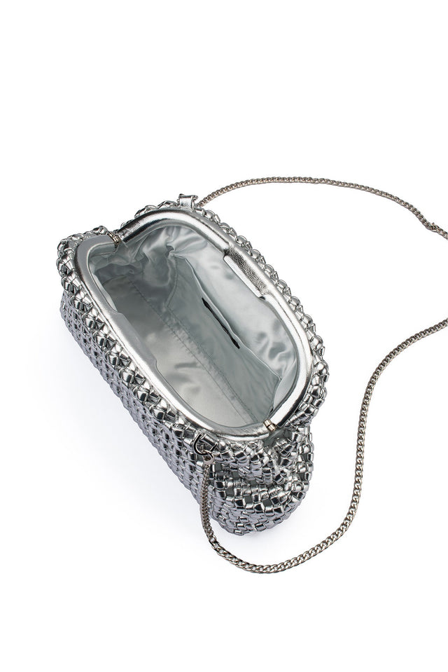 Everly Silver Woven Clutch image 7