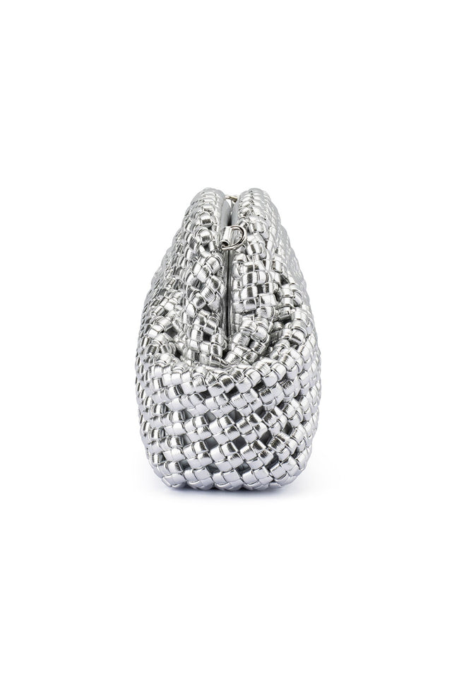Everly Silver Woven Clutch image 6