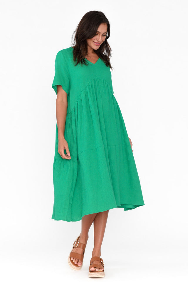 Evianna Green Cotton Peak Dress image 3
