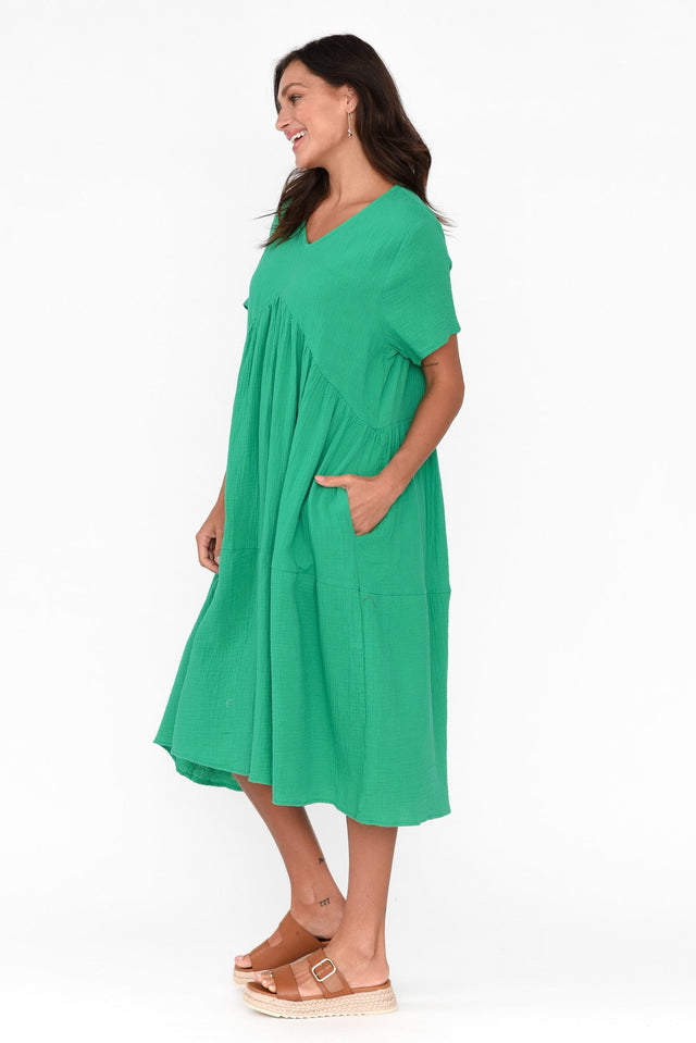 Evianna Green Cotton Peak Dress image 4