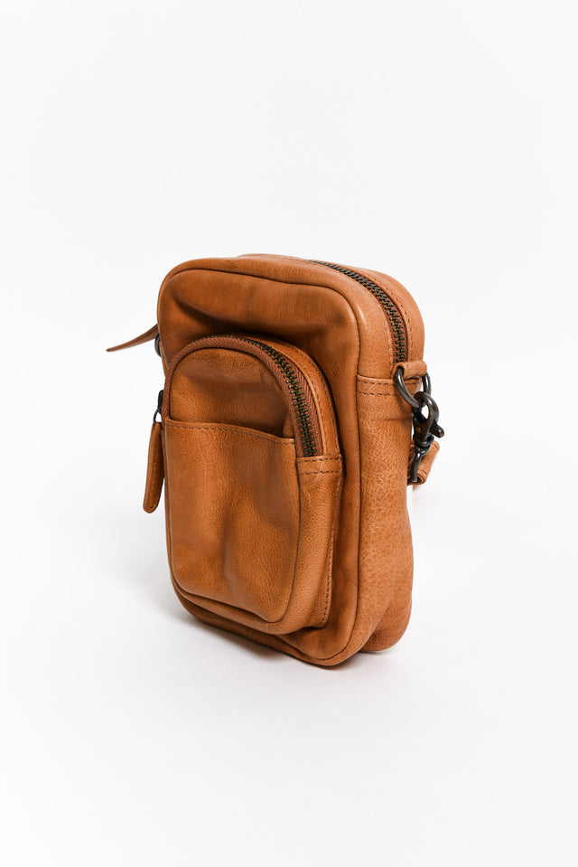 Face the Music Tan Leather Camera Bag