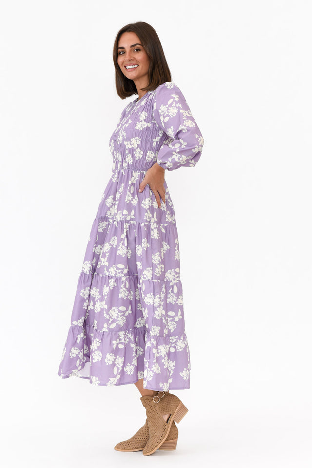 Fallon Lilac Floral Cotton Poplin Dress