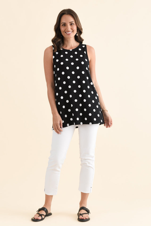Fantasia Black Spot Bamboo Tunic Top,Full Body,Brunette model,alt text|model:MJ image 6