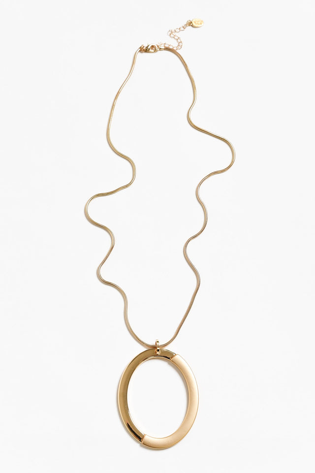 Fatima Gold Oval Pendant Necklace