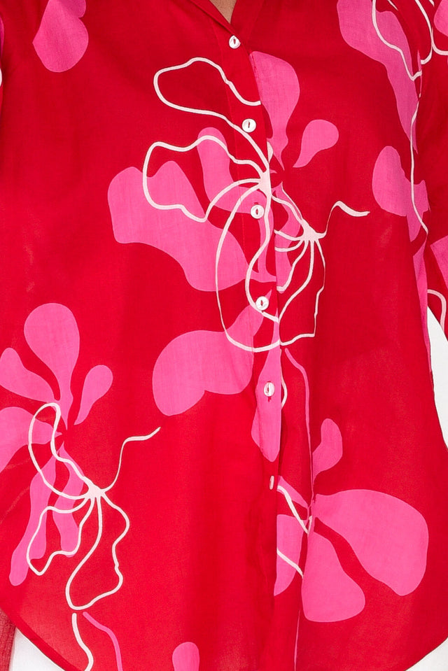 Fenella Red Blossom Cotton Shirt image 5