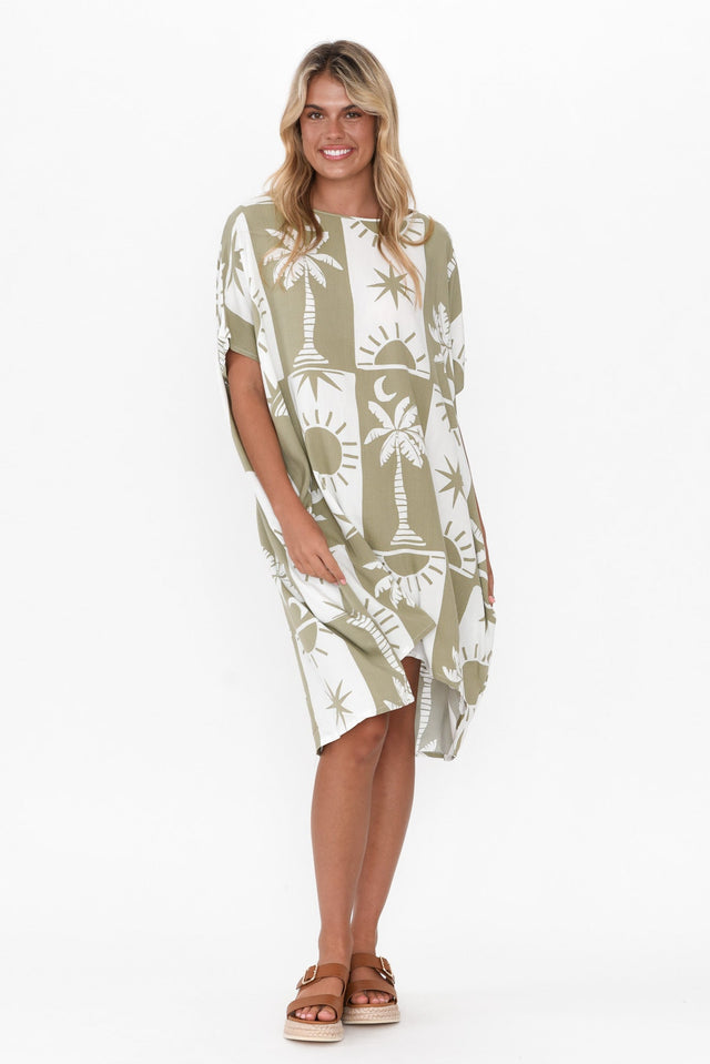 Fenway Khaki Palm Dress