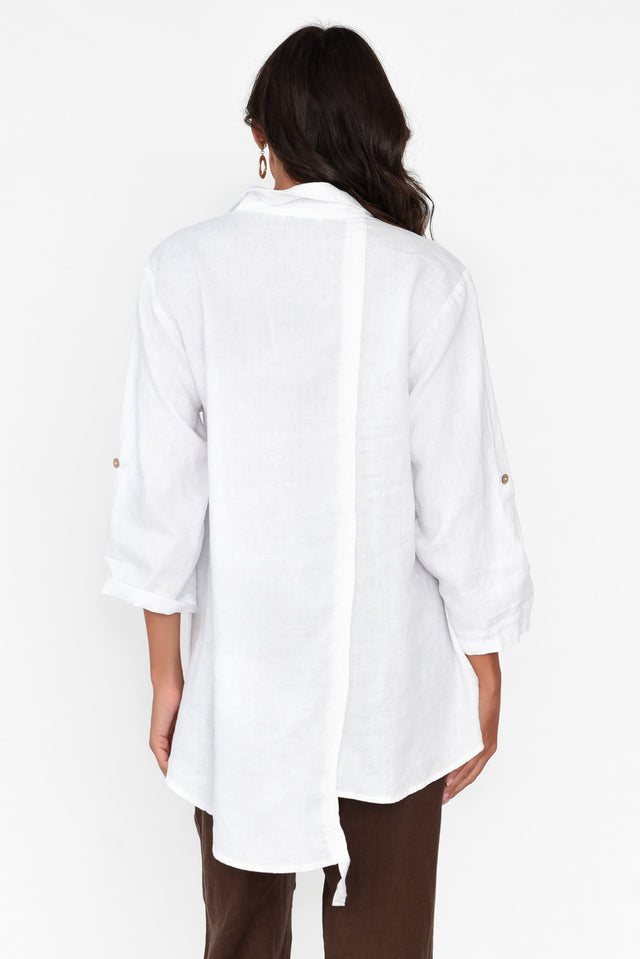 Feodora White Linen Asymmetric Shirt image 4