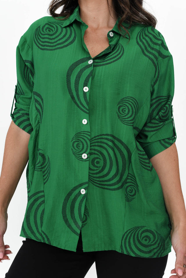 Fergus Green Circle Cotton Blend Shirt