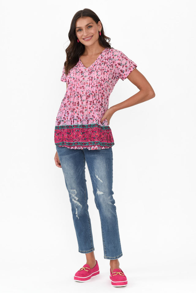 Fia Pink Meadow Cotton Top