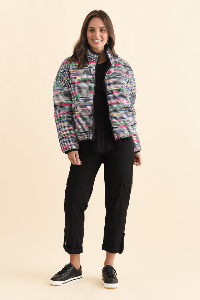 Finch Black Abstract Reversible Jacket,Brunette model,alt text|model:MJ image 9
