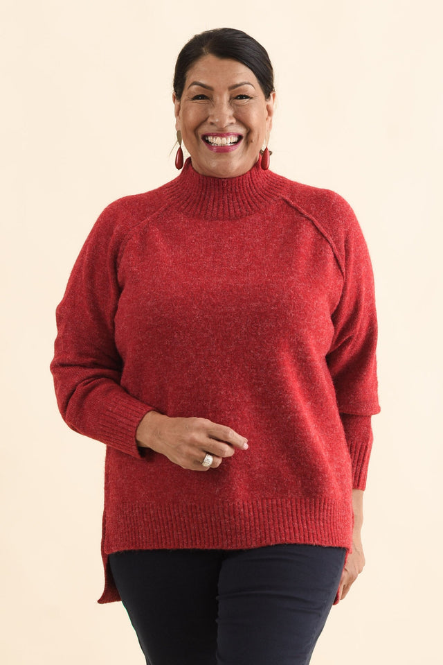 Finn Red Knit Jumper,Brunette model,alt text|model:Pilita image 9