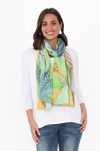 Fiona Green Leaf Scarf