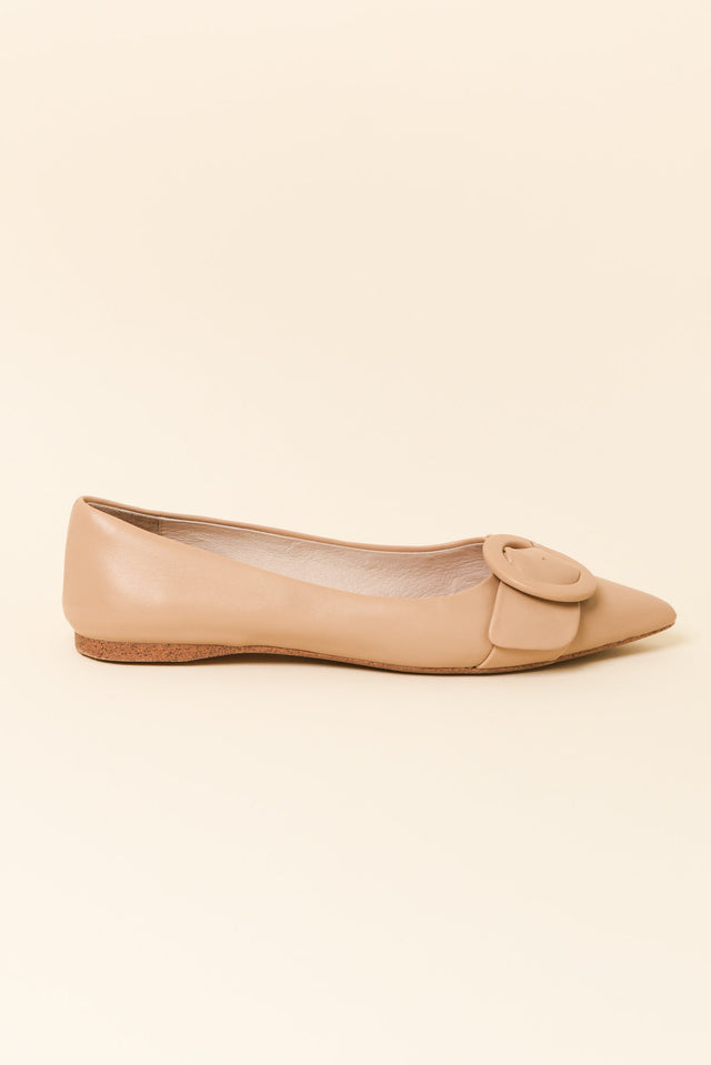 Fiv Nude Leather Buckle Loafer