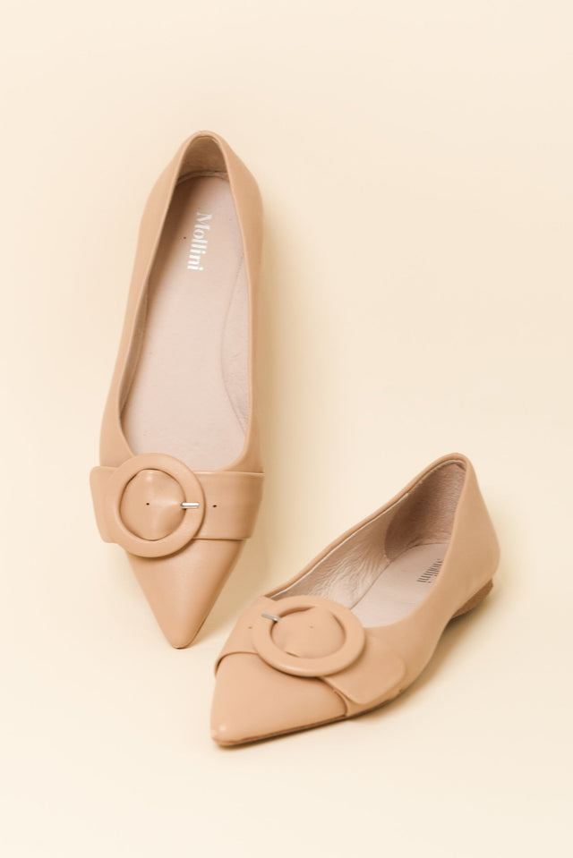 Fiv Nude Leather Buckle Loafer