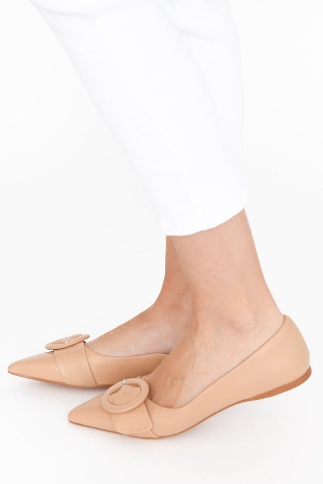 Fiv Nude Leather Buckle Loafer