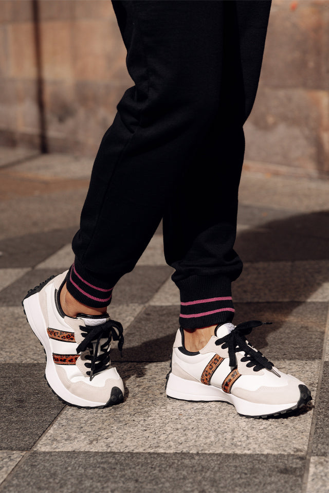 Flex White Leopard Leather Sneaker image 1