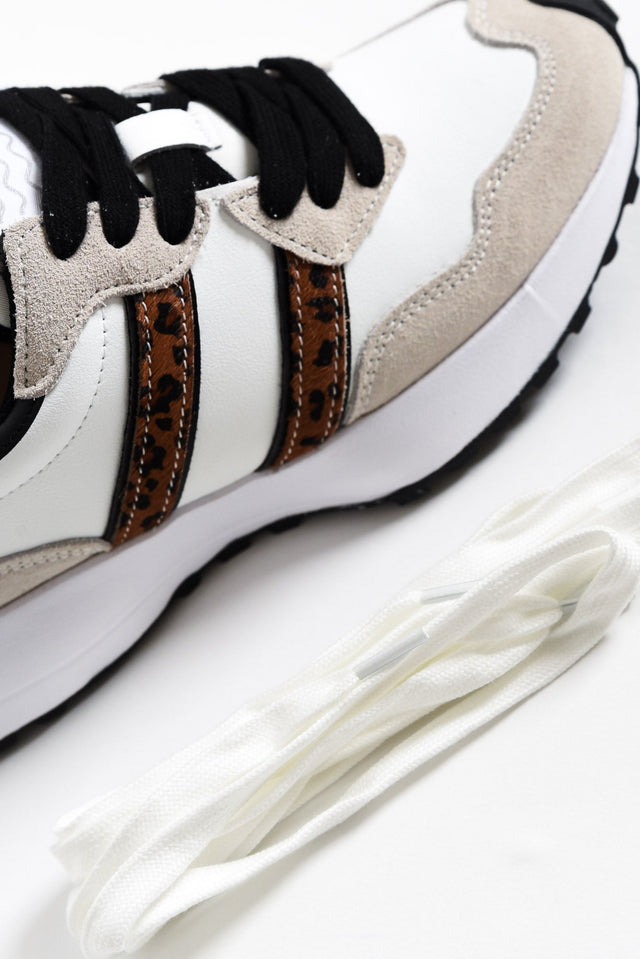 Flex White Leopard Leather Sneaker