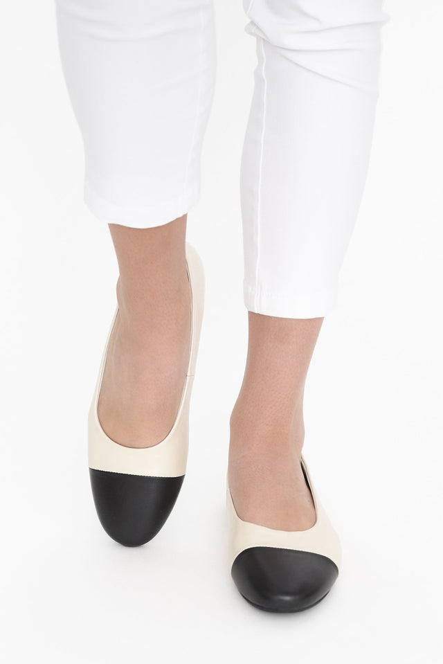 Flying Cream Contrast Leather Ballet Flat image 4