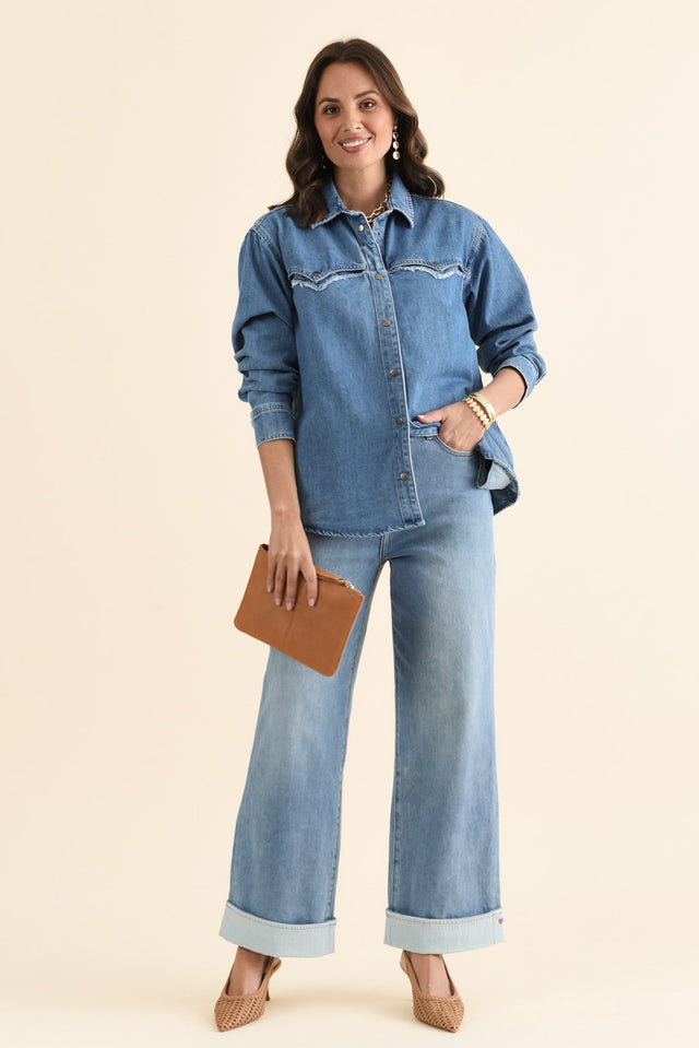 Deb Mid Blue Denim Wide Leg Jeans banner image