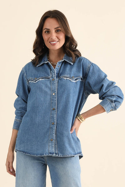 Flynn Blue Denim Button Shirt