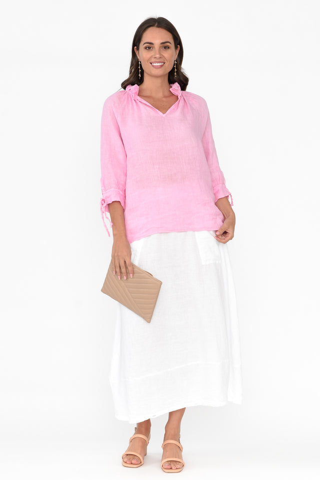 Francisco Pink Linen Frill Top banner image