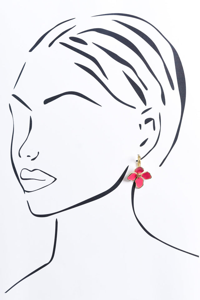 Frannie Pink Flower Clip Earrings image 2