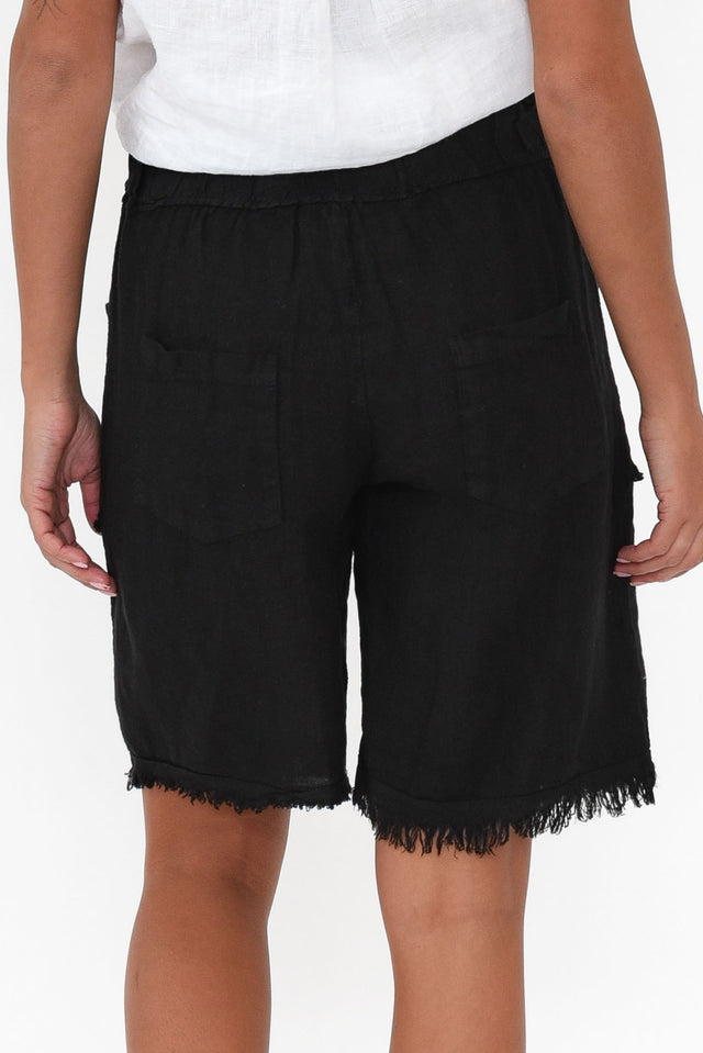 Fraser Black Linen Shorts