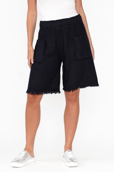 Fraser Navy Linen Shorts